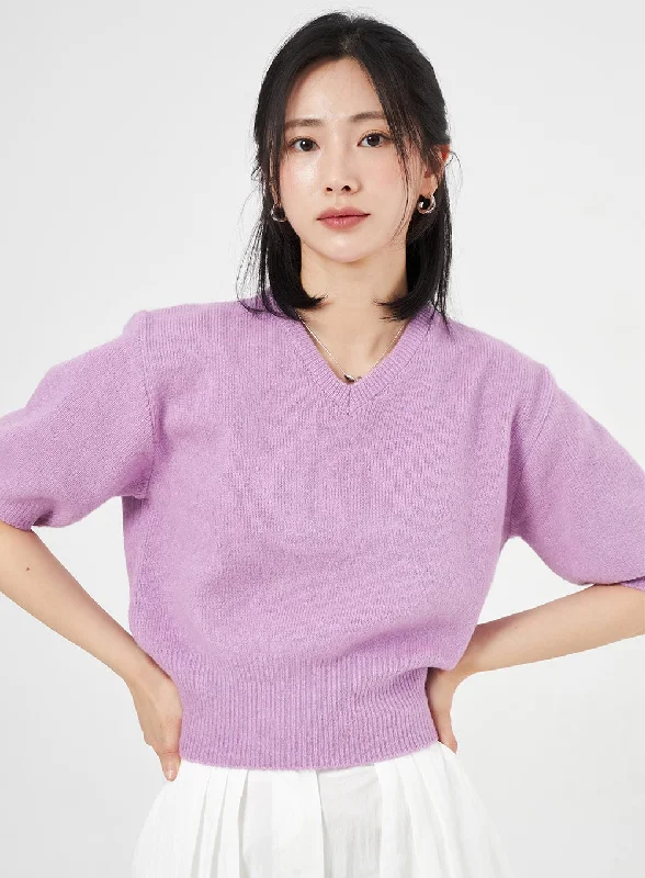 Half Sleeve V-Neck Sweater OA305