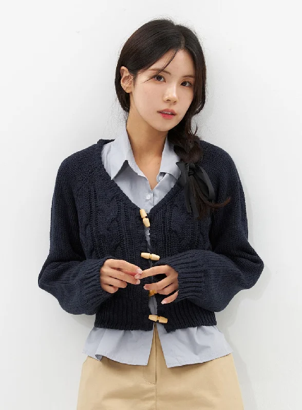 Cable Knit V-Neck Sweater OS313