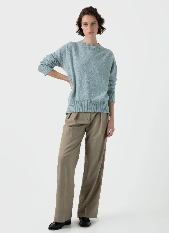 Women's Lambswool Crewneck Jumper in Blue Sage