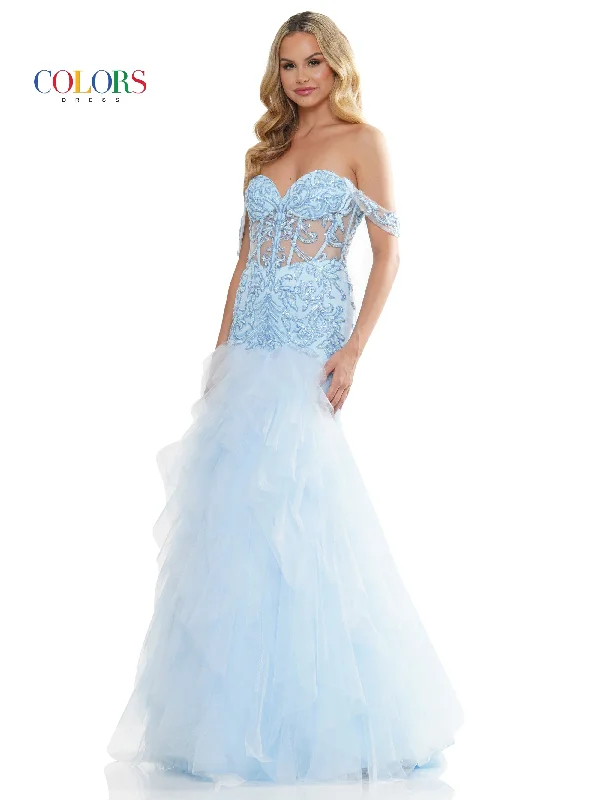 Colors 3199 Formal Long Off Shoulder Mermaid Prom Dress