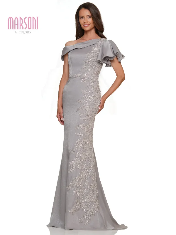 Marsoni MV1272 Mother of the Bride One Shoulder Lace Applique Dress