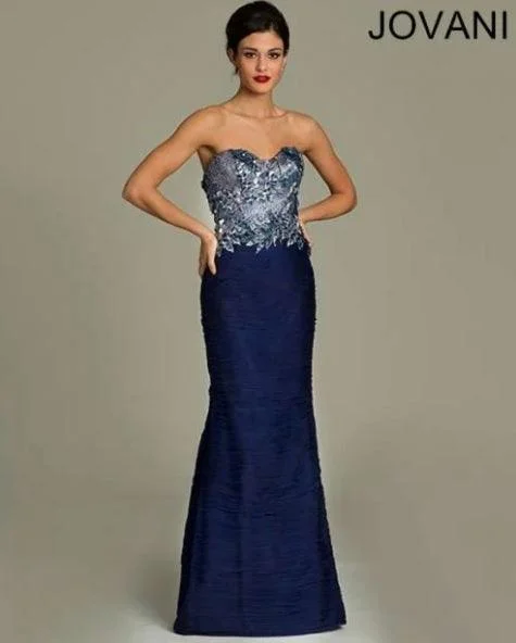 Navy 6 Jovani 77828 Strapless Long Formal Gown Sale