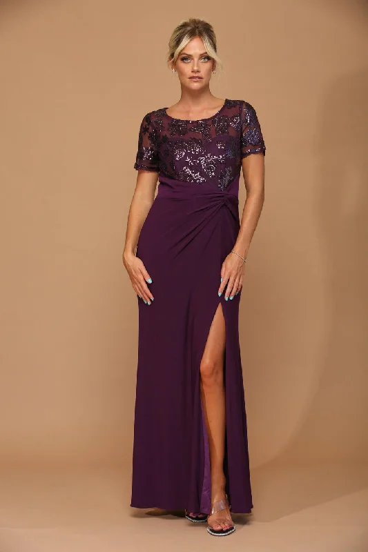 Plum L Long Formal Mother of the Bride Evening Dress Sale