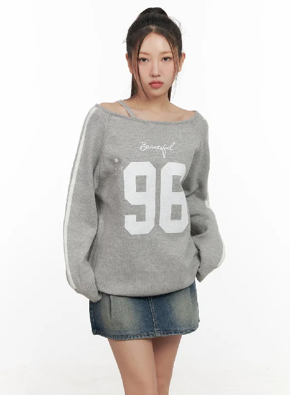 Graphic Off Shoulder Crew Neck CD416