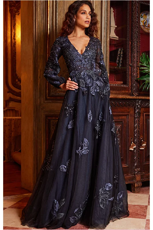 Jovani 09943 Mother of the Bride Embroidered A Line Dress