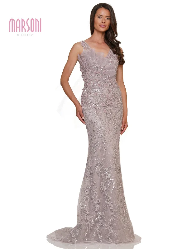 Marsoni MV1279 Formal Embroidered Beaded Tulle Sleeveless Dress