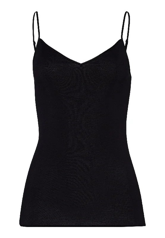 Cotton Seamless V-Neck Cotton Camisole | Black 71601-019