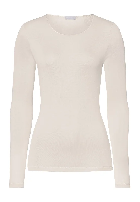 Pure Silk Fitted Silk Crew Neck Top | Pale Cream 71719-116