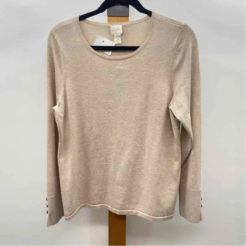 Chico's Women's Size M Tan Solid Long Sleeve Shirt