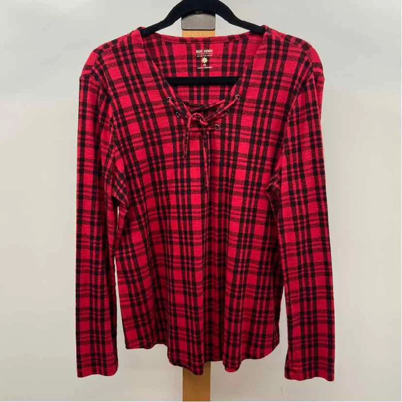 Ruff Hewn Women's Size PS Red Plaid Long Sleeve Shirt