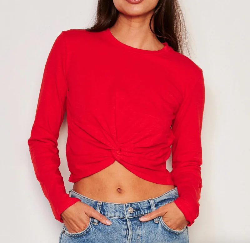 Long Sleeve Twist Tee In Flare Red