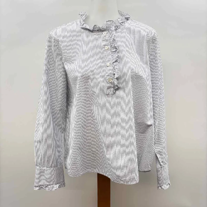 Kate Spade Women's Size L White Stripe Long Sleeve Shirt