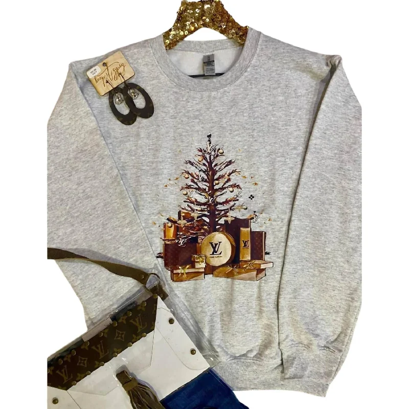 Women's Luxury Christmas Tree Sweatshirt In Gray