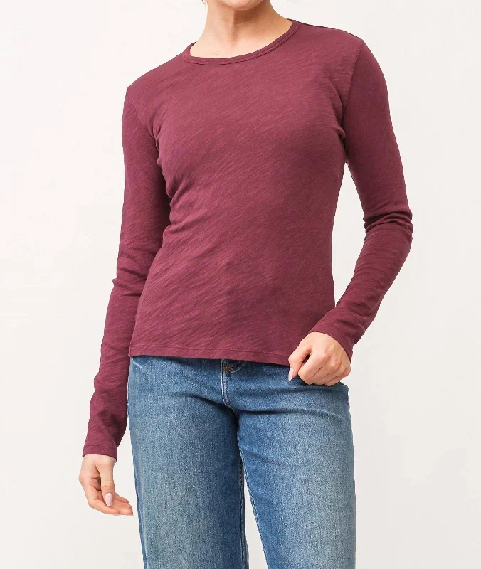 Nina Long Sleeve Top In Pomegranate