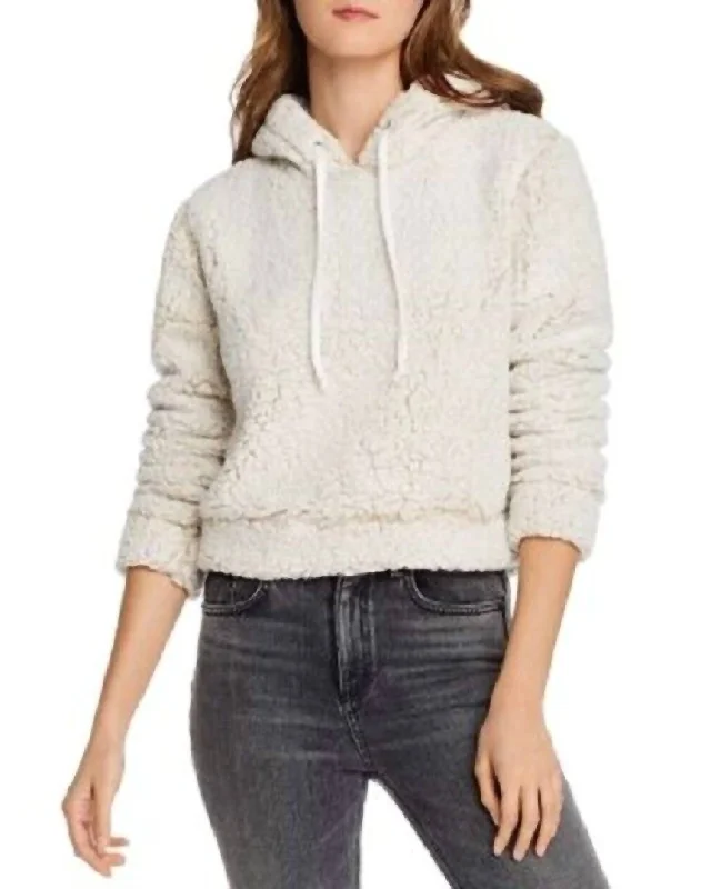 Womens Sherpa Hoodie Sweatshirt In Cream