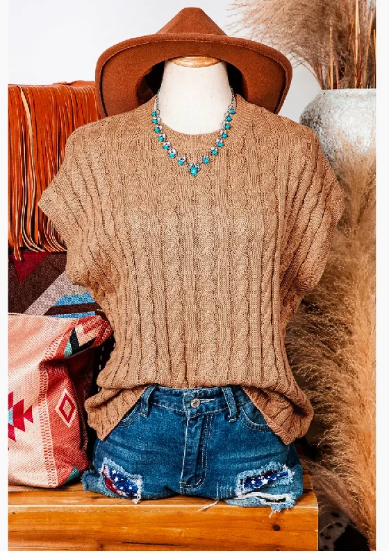 Crew Neck Cable Knit Top