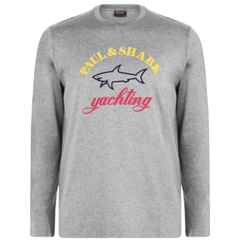 Paul & Shark Grey Long Sleeve Logo Tee