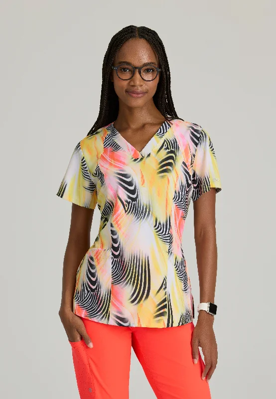 Thrive 4-Pocket V-Neck Print Scrub Top