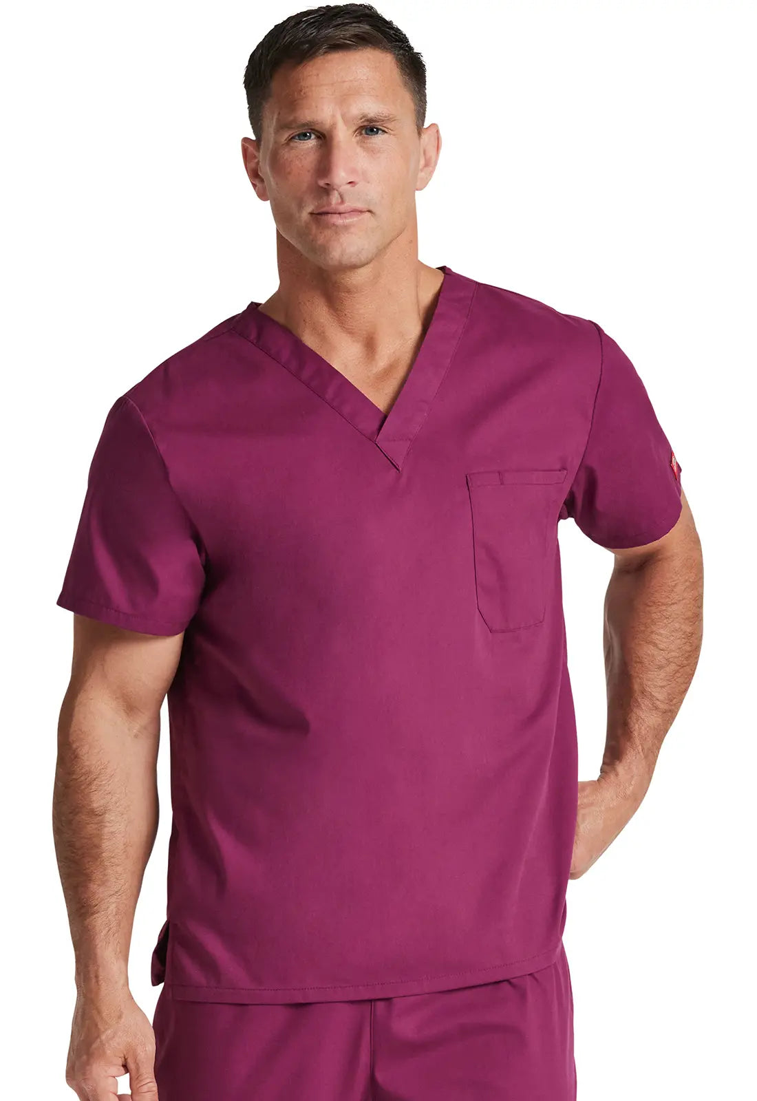 Dickies Unisex Tuckable V-Neck Top - Wine