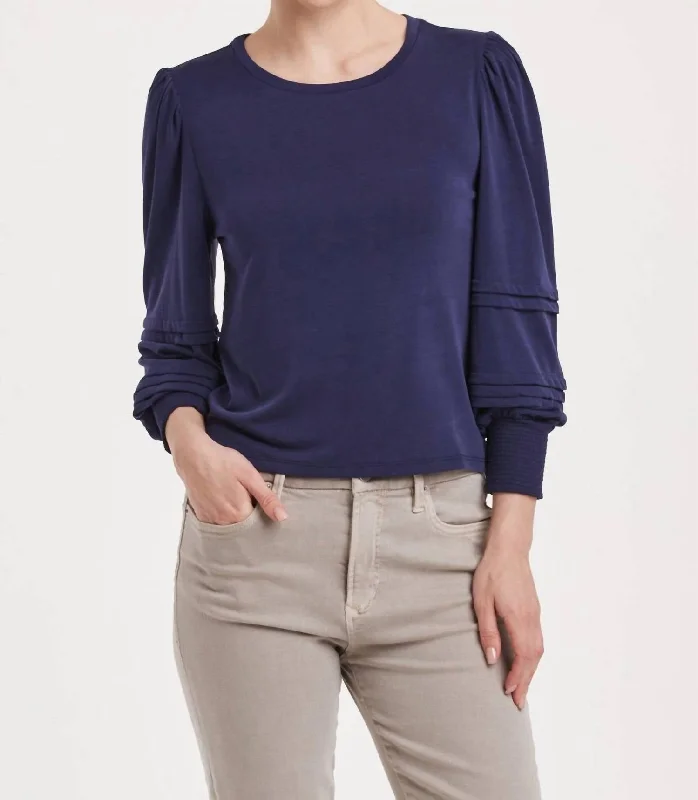 Anika Long Sleeve Top In Electric Indigo