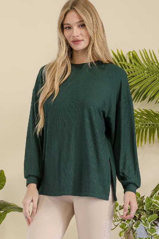 Women's Ribbed Long Sleeves with Side Cut