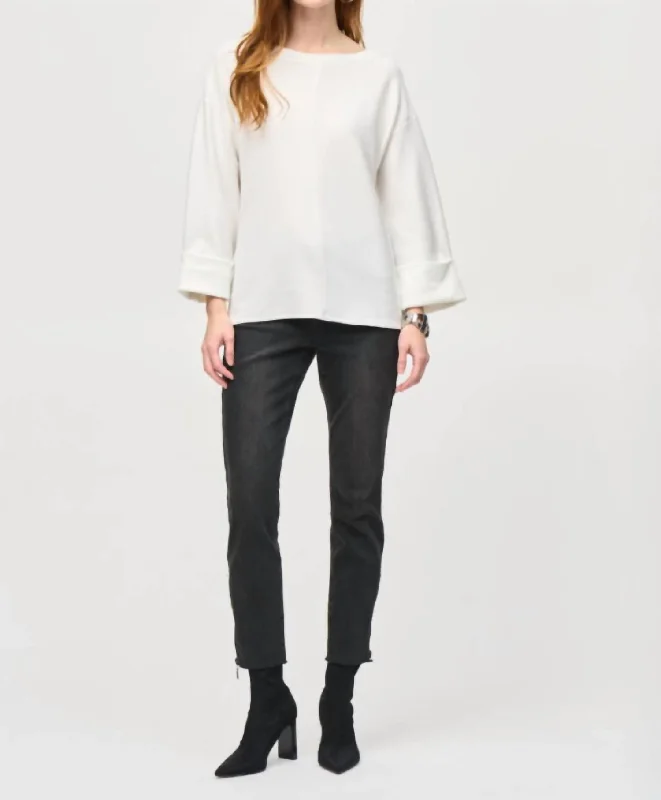 Boxy Long Sleeve Top In Vanilla