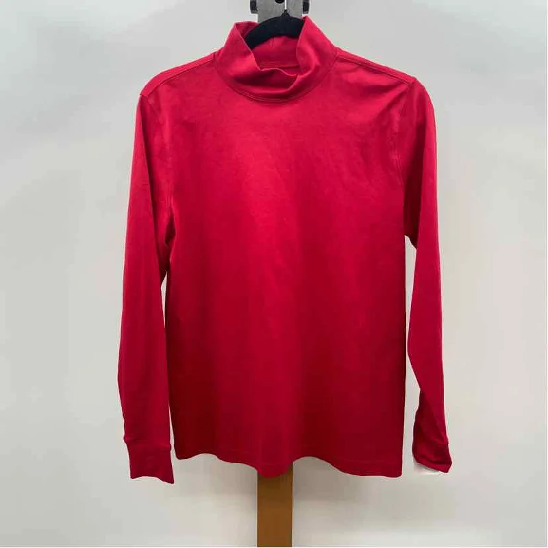 Lands End Women's Size M Red Solid Long Sleeve Shirt