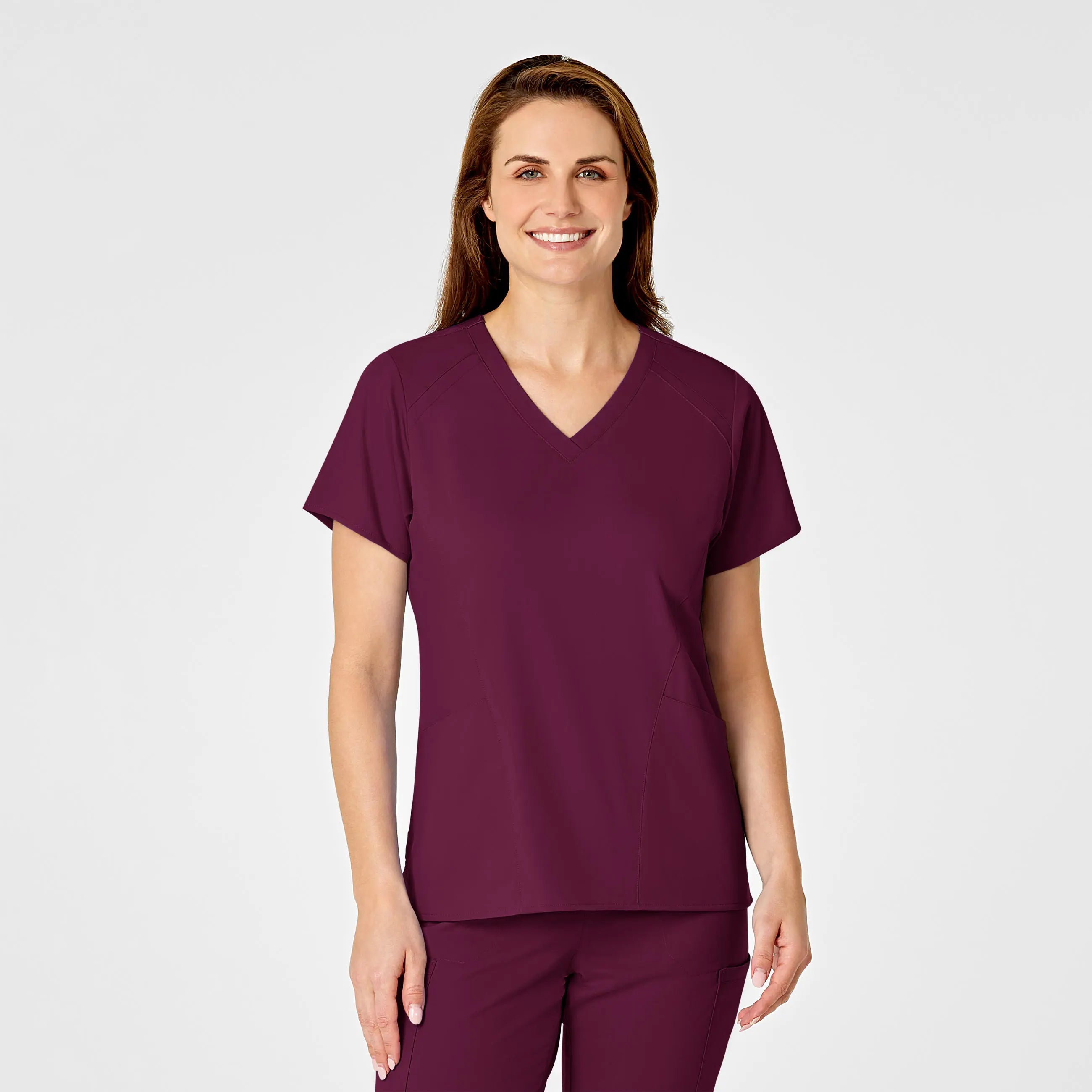 Wink Women's 4 Pocket V-Neck Scrub Top - Wine