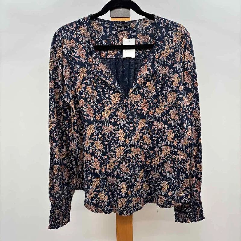 Lucky Brand Women's Size M Navy Floral Long Sleeve Shirt