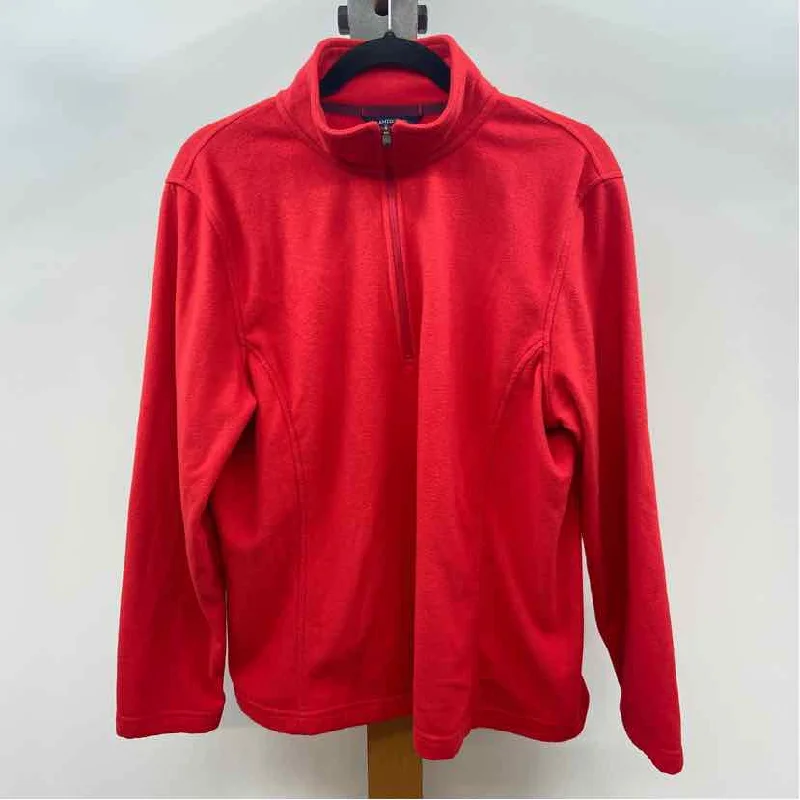 Lands End Women's Size L Red Solid Long Sleeve Shirt