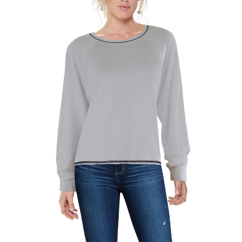 Womens Open Stich Crew Neck Pullover Top