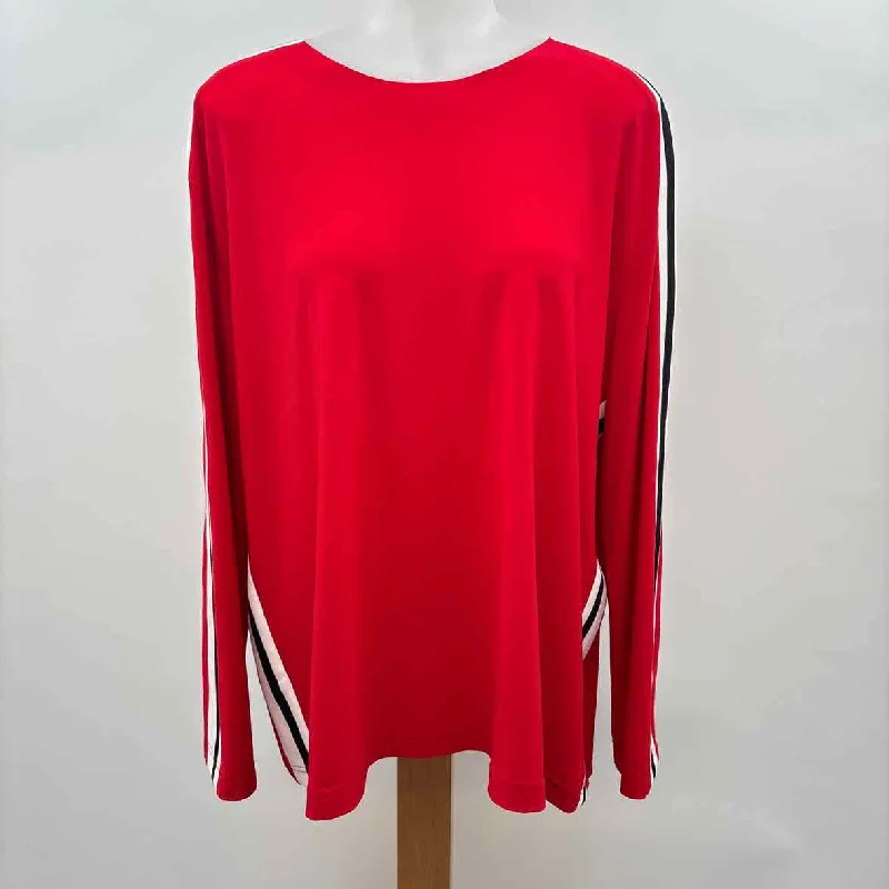 Norma Kamali Women's Size M Red Stripe Long Sleeve Shirt