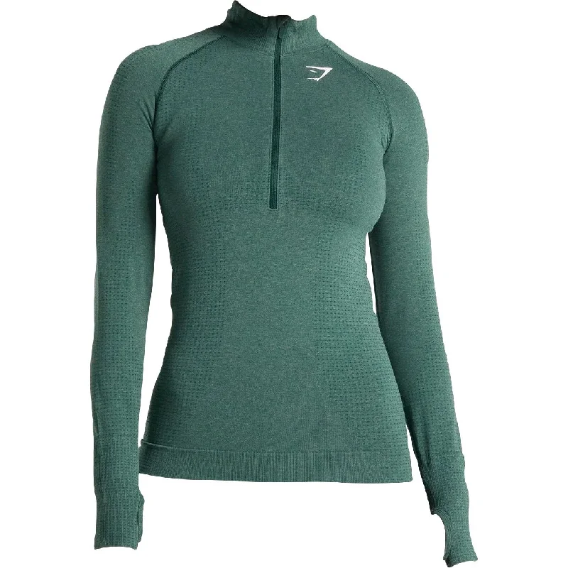 Gymshark Vital Seamless Half Zip Long Sleeve Womens Training Top - Green