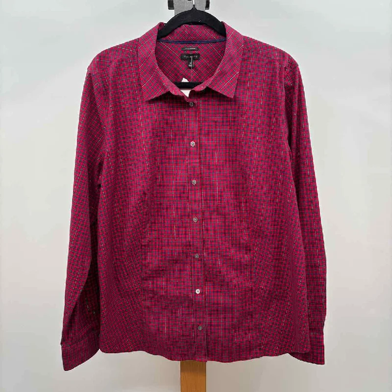 Talbots Women's Size XL Red Plaid Long Sleeve Shirt