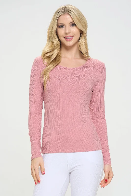 Women's Essential Ribbed Long Sleeves Top