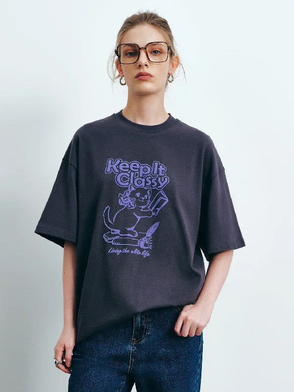 Printed Crew Neck Loose T-Shirt