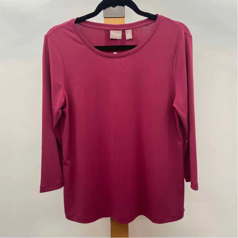 Chico's Women's Size M Magenta Solid Long Sleeve Shirt