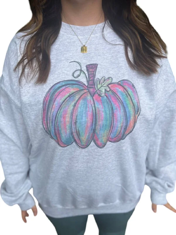 Watercolor Pumpkin Sweatshirt In Grey