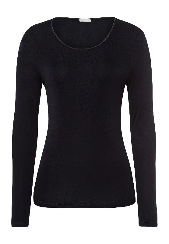 Pure Silk Fitted Silk Crew Neck Top | Black 71719-019