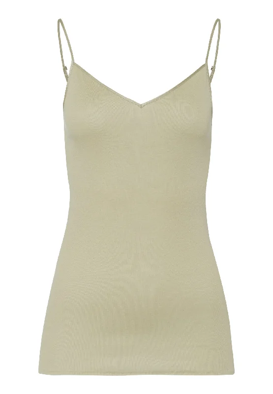 Cotton Seamless V-Neck Cotton Camisole | Moss Green 71601-2720