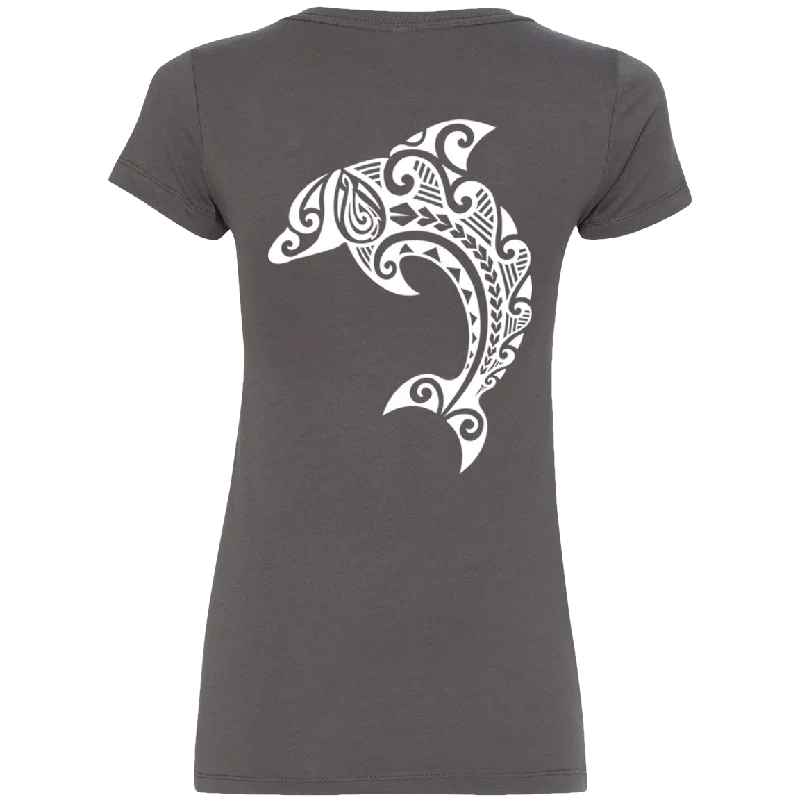 Women's Leaping Dolphin V-Neck Tee