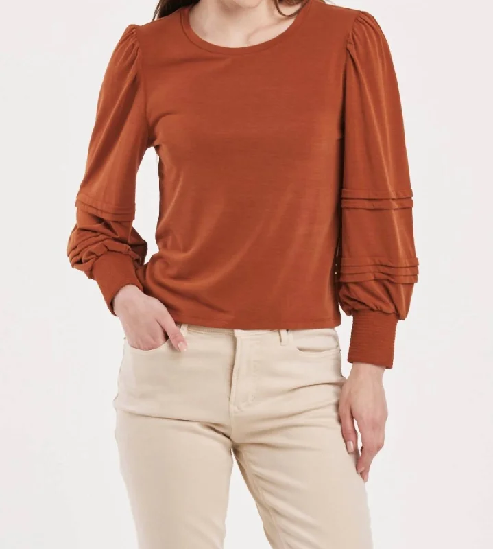 Anika Long Sleeve Top In Roasted Pecan