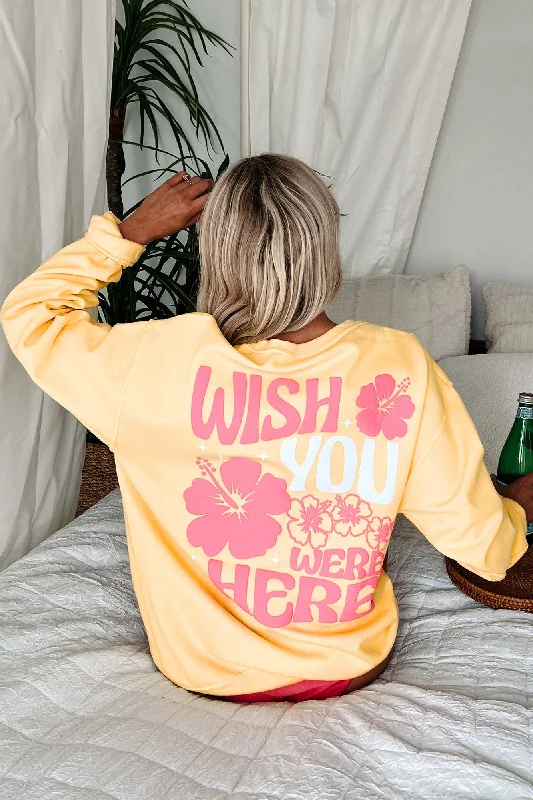 "Wish You Were Here" Graphic Sweatshirt (Lemon Meringue)