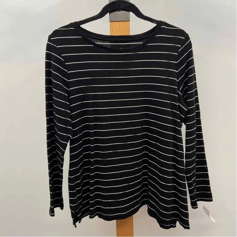 JJill Women's Size LP Black Stripe Long Sleeve Shirt