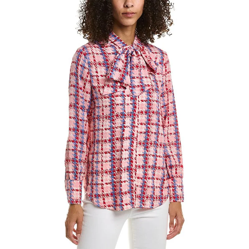 Womens Aztec Print Long Sleeve Button-Down Top