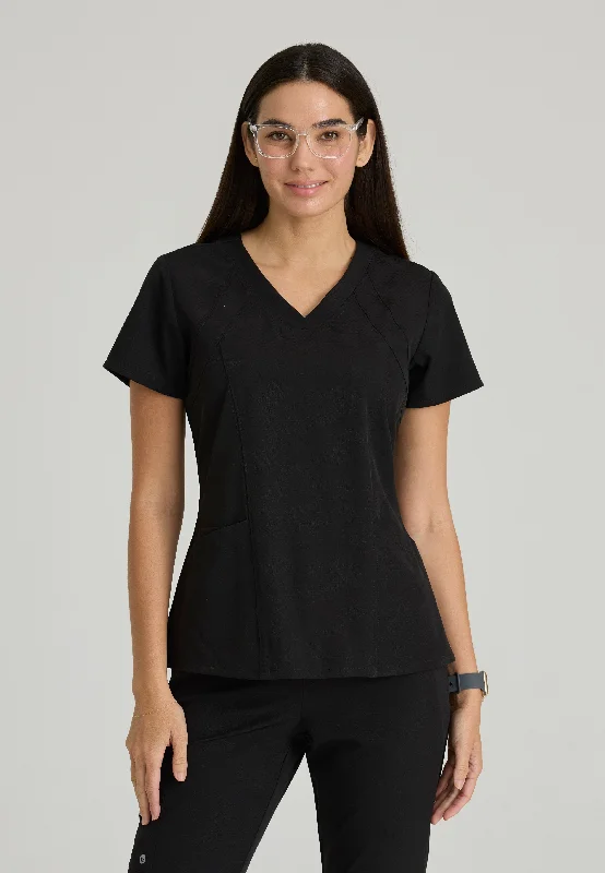 Hex Jacquard Racer 4-Pocket V-Neck Scrub Top