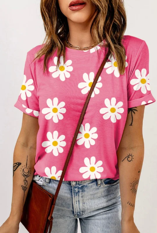 Daisy Printed Crew Neck T-Shirt