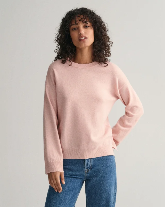 Gant Womens Lambswool Crew Neck Sweater - Pink