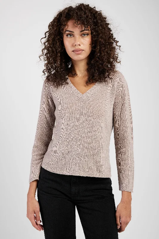 Cashmere V-Neck Sweater in Tortora