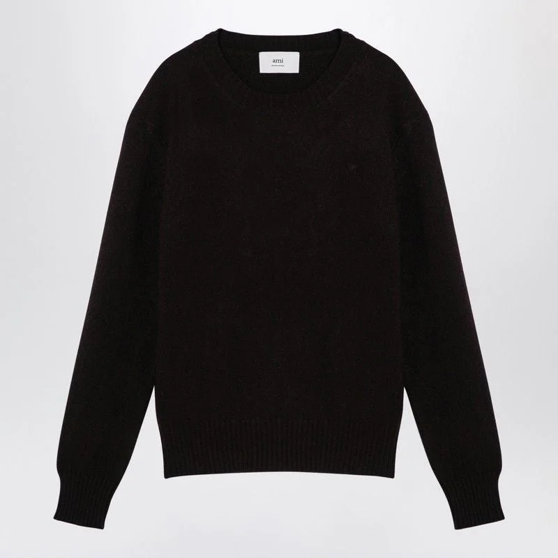 AMI PARIS Cashmere Crewneck Sweater with Embroidered Logo